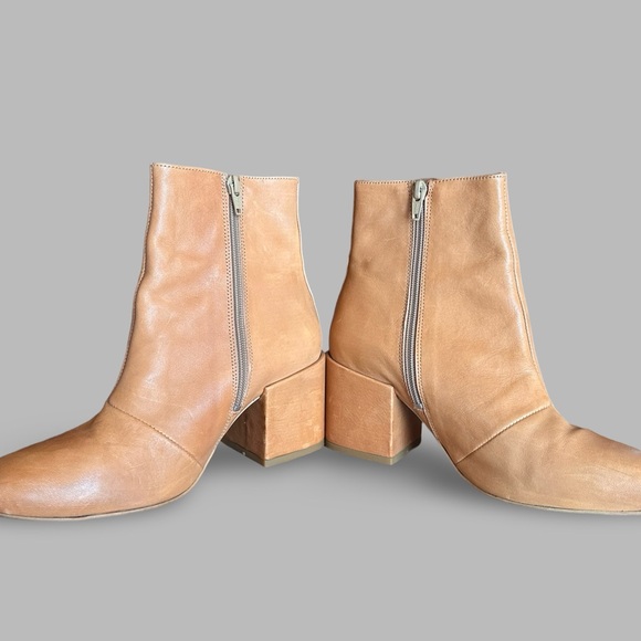 Free People Leather Nicola Ankle Boots Camel Tan Brown Sz 39 - Picture 5 of 9